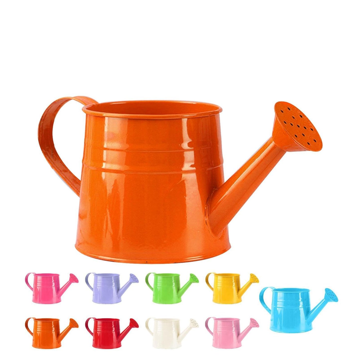 Metal Watering Can, 0.26 Gallon Sprinkling Can Plant Watering Can for Outdoor Indoor Plants, Watering Cans Gardening Tool Accessories, Galvanized Steel Watering Cans for Flowers (Orange)