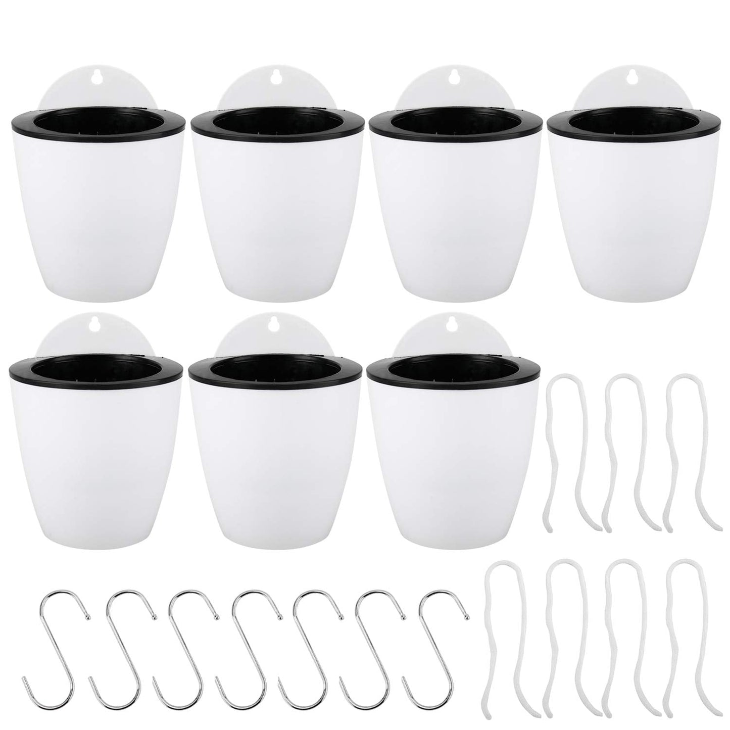 Homend 7 Pack Self Watering Hanging Planters, L Size, Suitable for Indoor or Outdoor Use, Durable and Great for Gifting