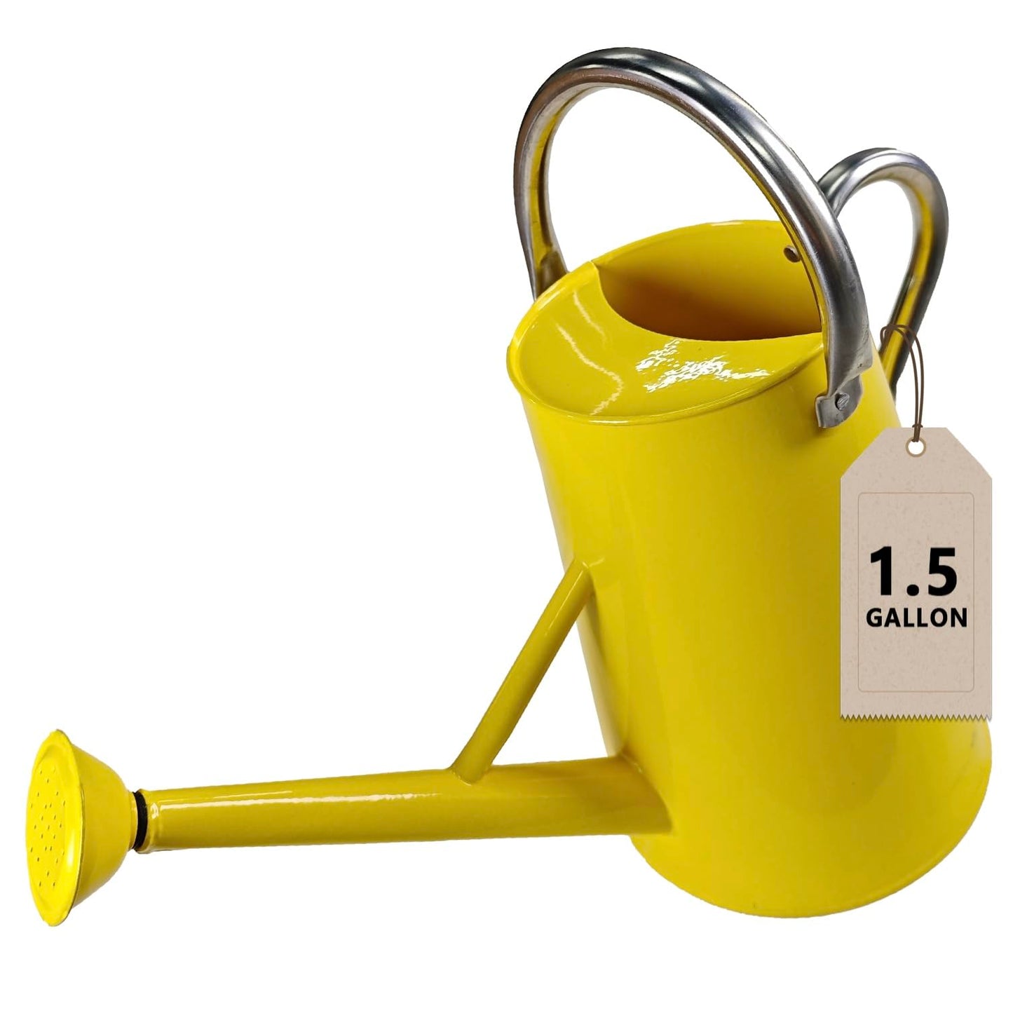 Watering Can for Outdoor&Indoor Plants，1.5 Gallon（5.7L） Metal Watering Can with with Removable Spout，Large Galvanized Steel Garden Flower Water Can Watering Pot with 2 Stainless Steel Handles，Yellow