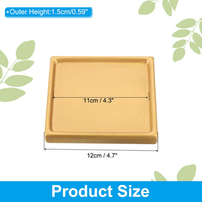 PATIKIL 5 Inch Plant Pot Saucers, 4 Pack Ceramic Square Plant Saucer Tray Flower Planter Drip Tray for Indoors Outdoors Patio Balcony, Gold Tone