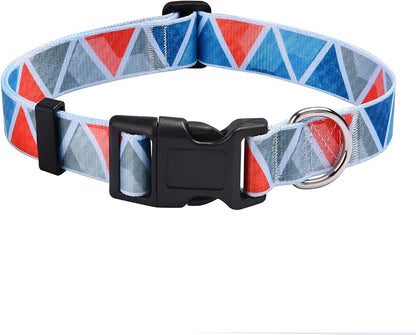 MarukoPet Dog Collar, Adjustable for Small Medium Large Dogs Puppy, Cute Design with Bohemia Floral Tribal Geometric Patterns Boys Girls Dog Collar(Impression Triangle-S)