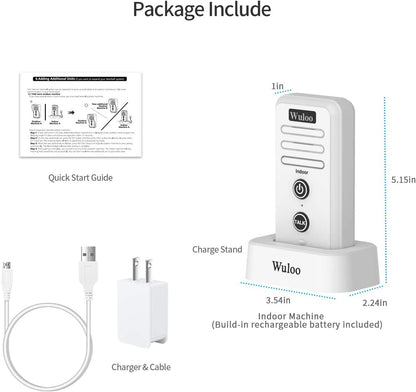 Wireless Intercom Doorbells for Home Classroom, Wuloo Waterproof Electronic Doorbell Chime with 2640 Feet Range 3 Volume Levels Rechargeable Battery (1&1-Black)