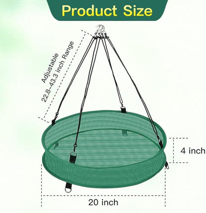Bird Seed Catcher Trays – 20" Diameter x 4" High, Green Spill Guard Platform for Bird Feeders, Outdoor Feeder Accessory