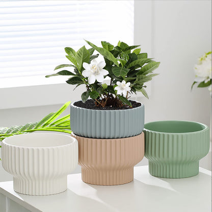 Puoyik 2 Piece Set of Flower Pots 8/6 inches, Ceramic Flower Pots with Drainage Holes, Indoor and Outdoor Plant Flower Planter (7.8/5.9 Blue)