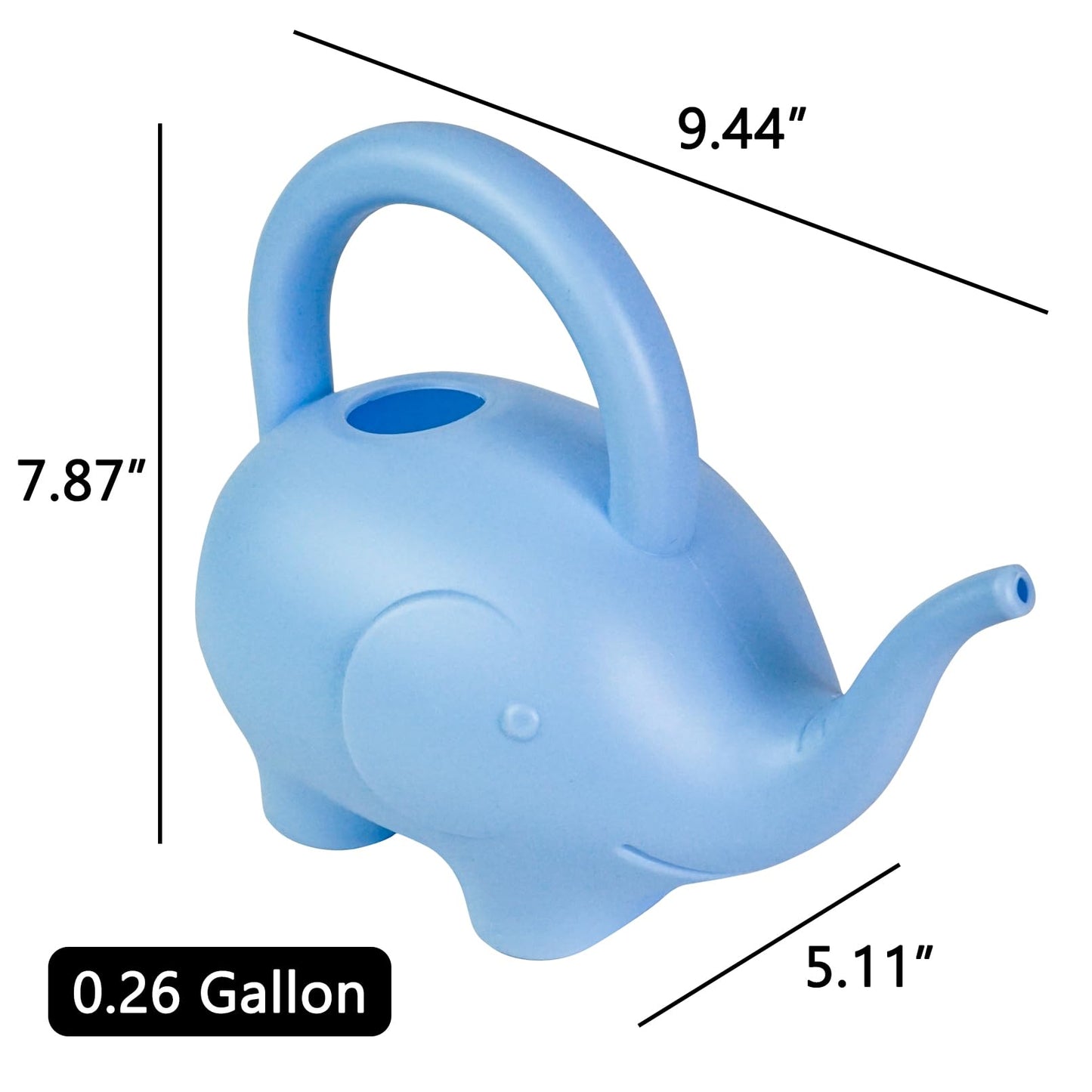 Luwint Elephant Watering Can 1 Quart, Long Spout Small Watering Can for Indoor Plants, Lightweight Outdoor Watering Pot with Comfortable Handle, Blue
