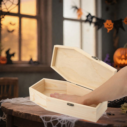 Yiksonyo 2 Pack 12 Inch Unfinished Wood Coffin Box, Wooden Coffin Box for Halloween Decor, Party Favors, and DIY Crafts