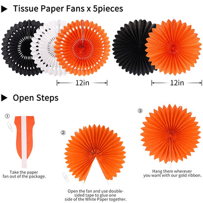 Halloween Party Decorations, Hanging Spider Bat Paper Lanterns Spiders Honeycomb for Halloween Home Decor Birthday Party Supplies Props (Orange, Black)