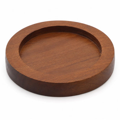 LOGOFUN Acacia Wood Spice Grinder Tray with Round Base Manual Salt Pepper Mill Holder for Kitchen Bottle Storage Home Supplies - 7.5X7.5X1.2cm/2.95X2.95X0.5in