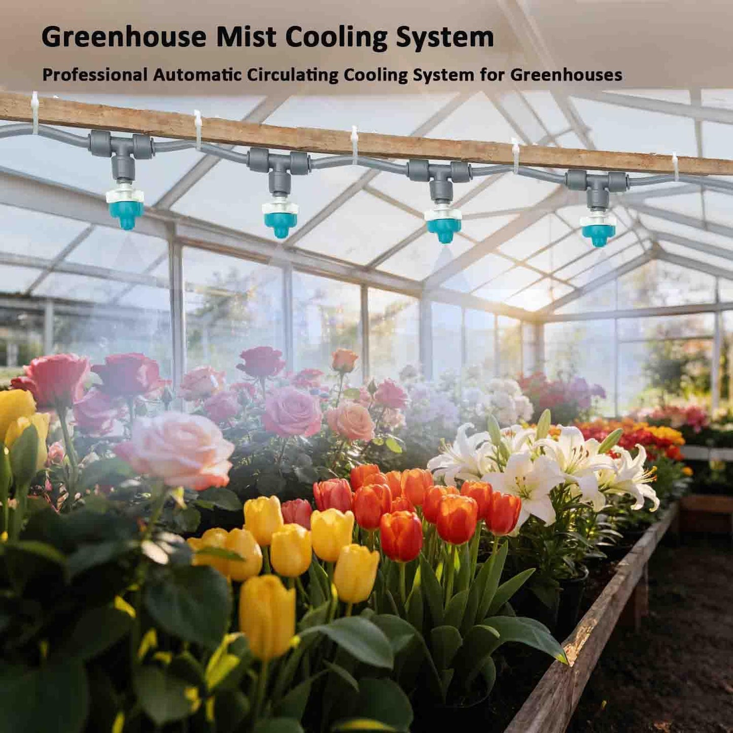 Drip Irrigation System for Garden with Water Timer Plug-in Quick Connection Drip Irrigation Kit 5/16“ID and 1/4 Inch Pipe Auto Watering System for Garden Spray, for Greenhouse, Lawn, Potted Plants
