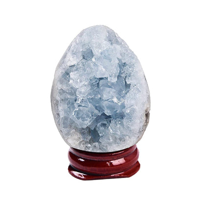 AMOYSTONE Egg-Shape Gemstones Healing Crystals Blue Celestite Cluster Geode Egg 2.5-3", for Healing Reiki Home Decors, Easter Egg