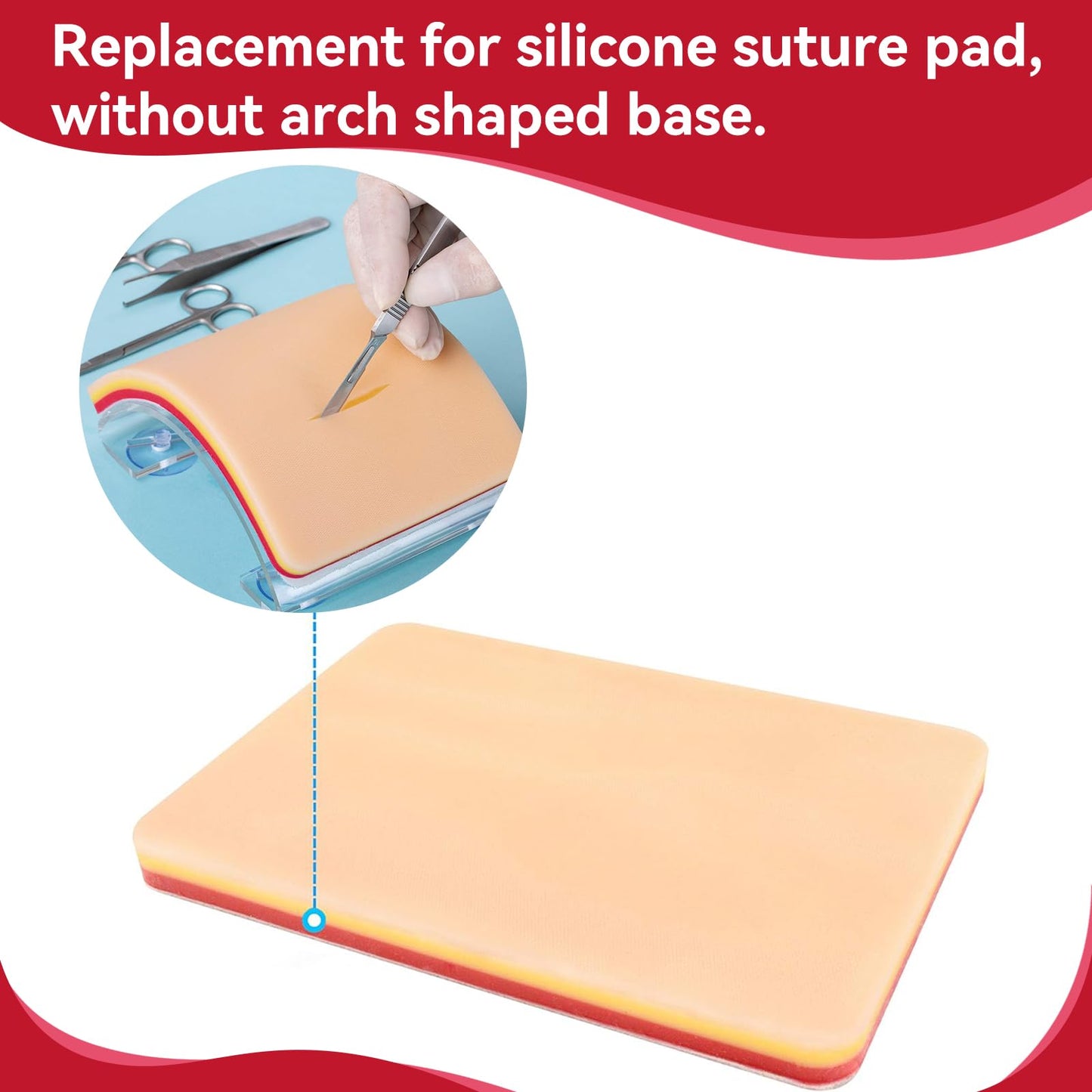 Medarchitect DIY Incision Suture Pad with Hook & Loop Design, for Advance Deep Suture Skill Practice. Replacement - Use Together with MA ASB Device