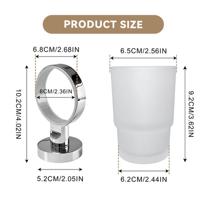 Toothbrush Holder Wall Mounted with Satined Cup with Chrome-Plated Holder,Metal Stainless Steel