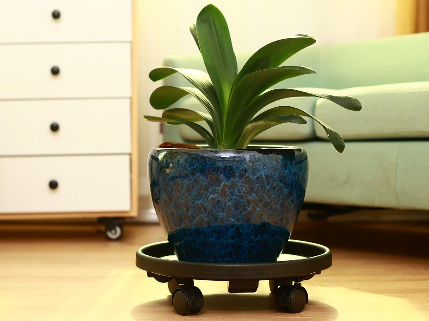 3 Pakcs Large Plant Caddy with Wheels 15.8" Rolling Plant Stands Heavy-duty Plastic Plant Roller Base Pot Movers Plant Saucer on Wheels Indoor Outdoor Plant Dolly with Caster Tray Coaster, Black