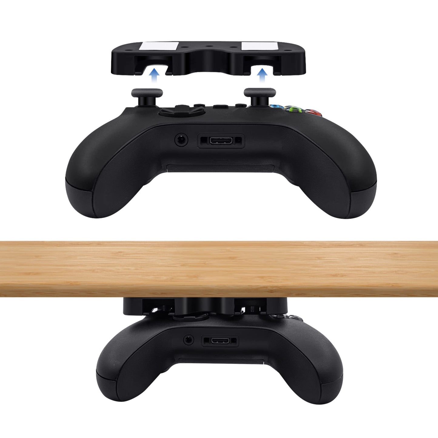 Mcbazel Under Desk Mount for Xbox Series X/S, Xbox One X/S, Xbox One, Xbox 360, Switch Pro Controller, Table Stand Holder Compatible with Xbox and Switch Pro Controller - Black