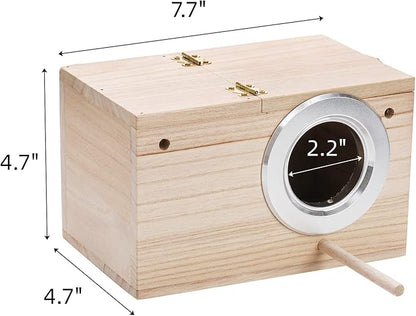 Hiceeden 2 Pack Parakeet Nest Box, Natural Wood Bird Nesting Box, Small Bird House Breeding Box for Budgie Lovebirds, Cockatiel, Parrots Mating, Aviary, 7.7×4.7×4.7 Inches