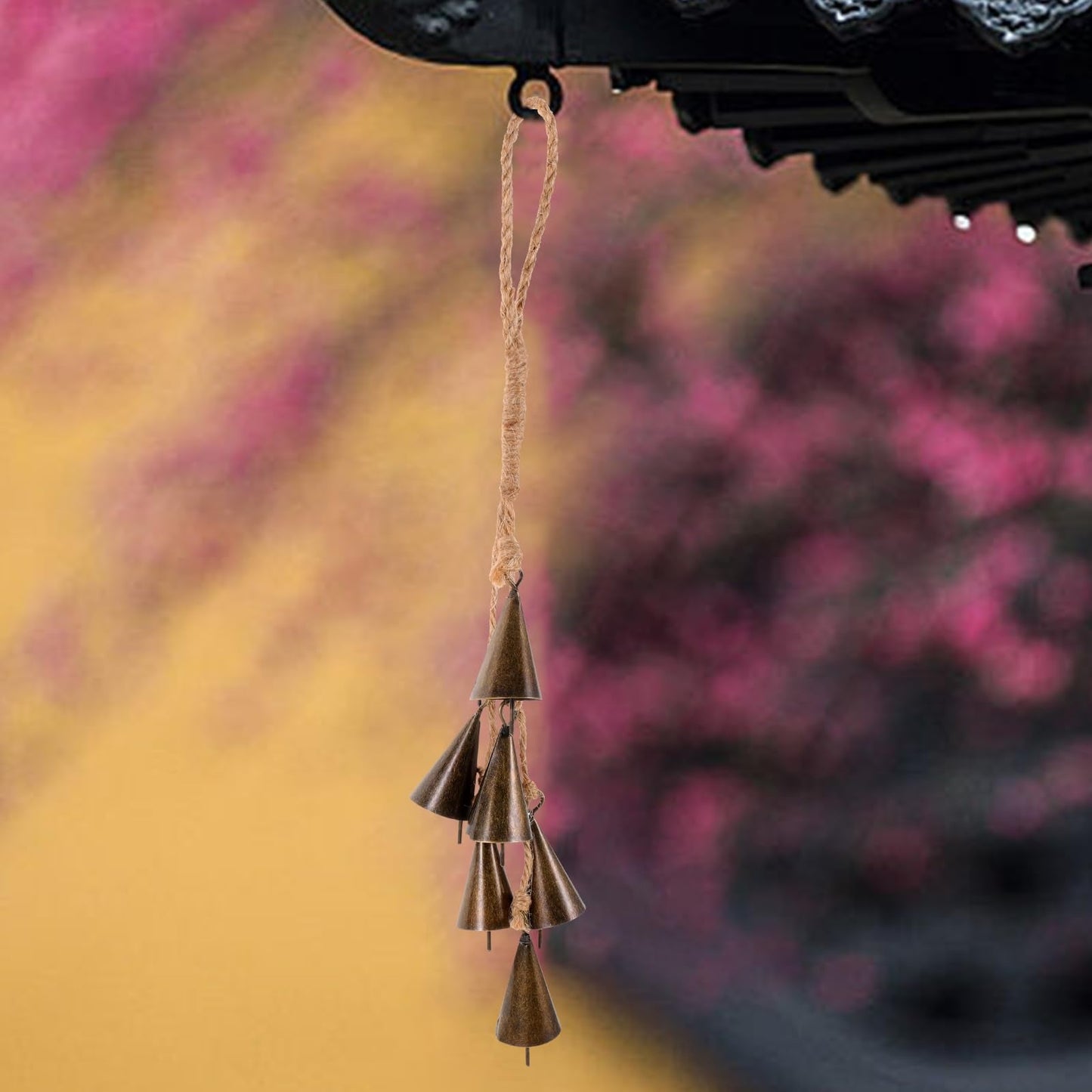 GANAZONO Outdoor Decor Witch Bells Door Knob Hanger Wind Chimes Hanging Bells with Rope Wreath Handmade Handicrafts Rustic Witchcraft Supplies for Home Room Garden Decor A Wall Hanging Decor