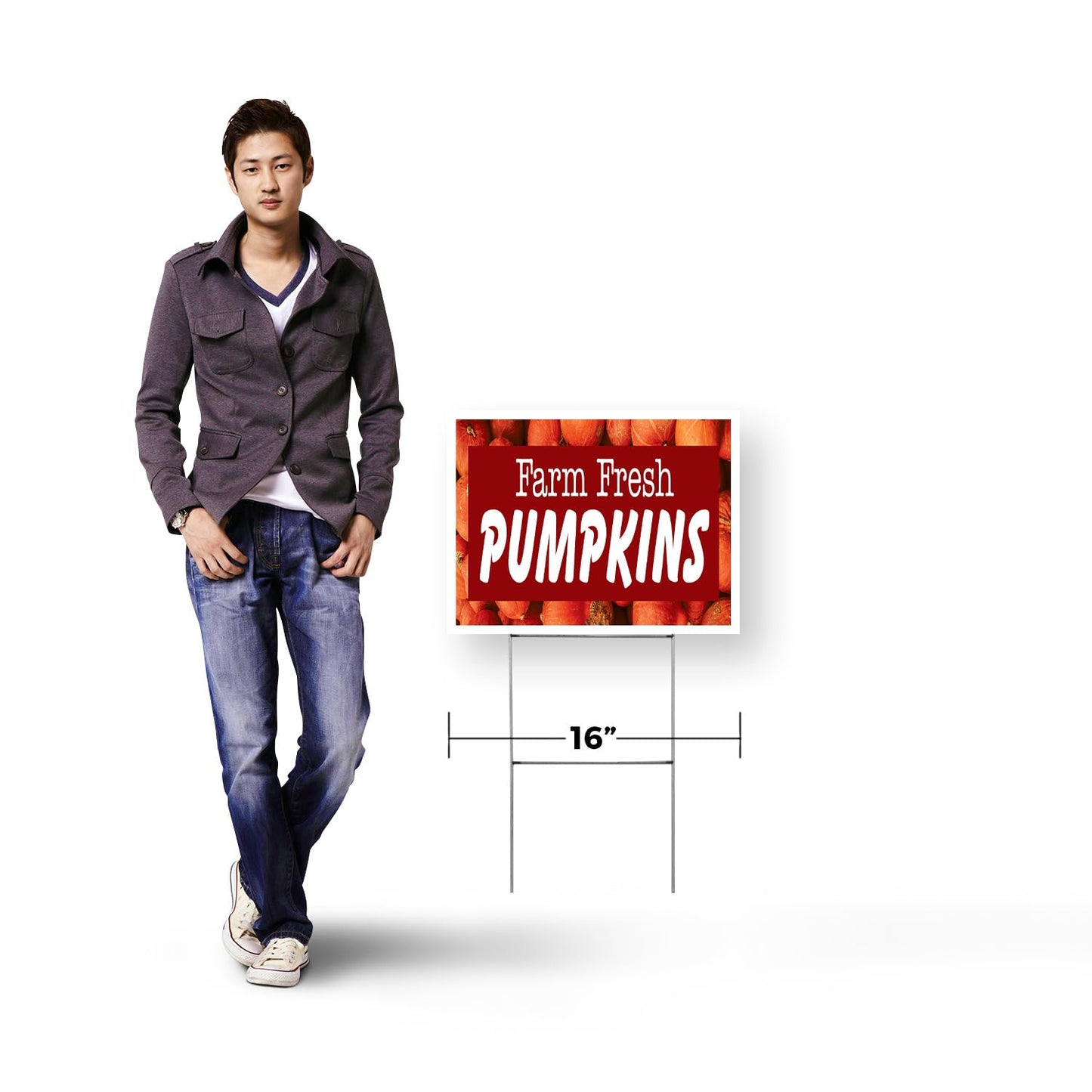 Farm Fresh Pumpkins Yard Sign 12 Inch x 16 Inch Double Sided Weatherproof Heavy-Duty Plastic with Stake | Seasonal Favorites, Local Farms, Freshly Picked | Made in USA