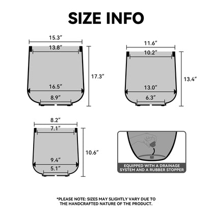 Kante Round Concrete Planter, 13-Inch Dia Barrel-Style Garden Pots with Drainage Hole for Home, Patio and Garden, Flower and Tree Planter (10.2" Opening), Black