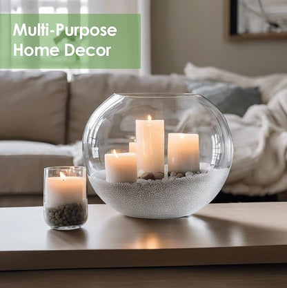 Glass Bubble Vase, 6" Height x 8" Width, Set of 4 Glass Fish Bowl Vase, Bubble Bowl vase for Terrarium, Flower Vase Centerpiece