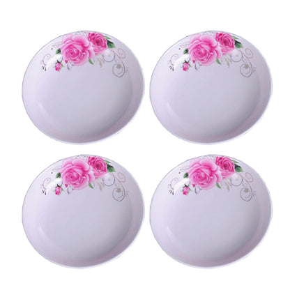 4-Pack Flower Pattern Ceramic Saucer Dishes, 4-Inch Side Dishes for Sushi, Snack, and Seasoning