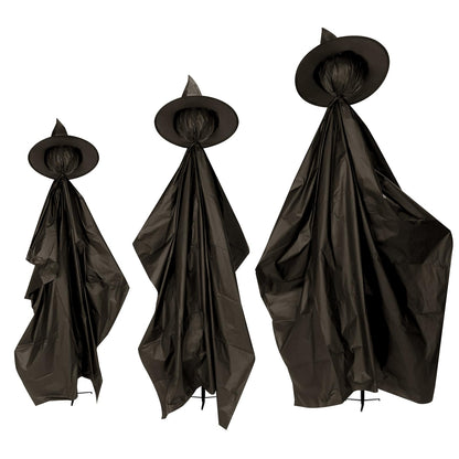 Halloween Witch Outdoor Decorations Set of 3, 3FT 4FT 5FT Yard Lawn Garden Props with Stakes, Witch Halloween Decor for Outside, Garden, Lawn, Entryways