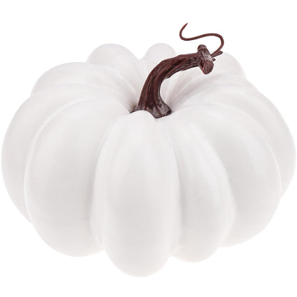 Meiwlong 6.7 Inch White Artificial Pumpkins for Decorating,Carvable Foam Pumpkin for DIY Crafts,Fall Home Decorations,Plastic Pumpkins for Thanksgiving Halloween Table Centerpiece Decor