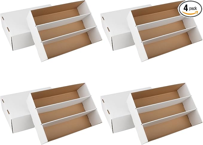 4 Pack Trading Card Storage Box, 2340 Count Card Storage Box White Sports Cards Storage Box Card Organizer Box Trading Card Box for Storing Protecting and Organizing Soccer Basketball Game Cards