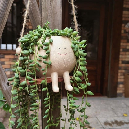 Swing Face Planter Pot - Hanging Smiley Planter for Indoor and Outdoor Plants, Succulents, String of Pearls - Cute Creative Swing Gifts for Holidays and Parties