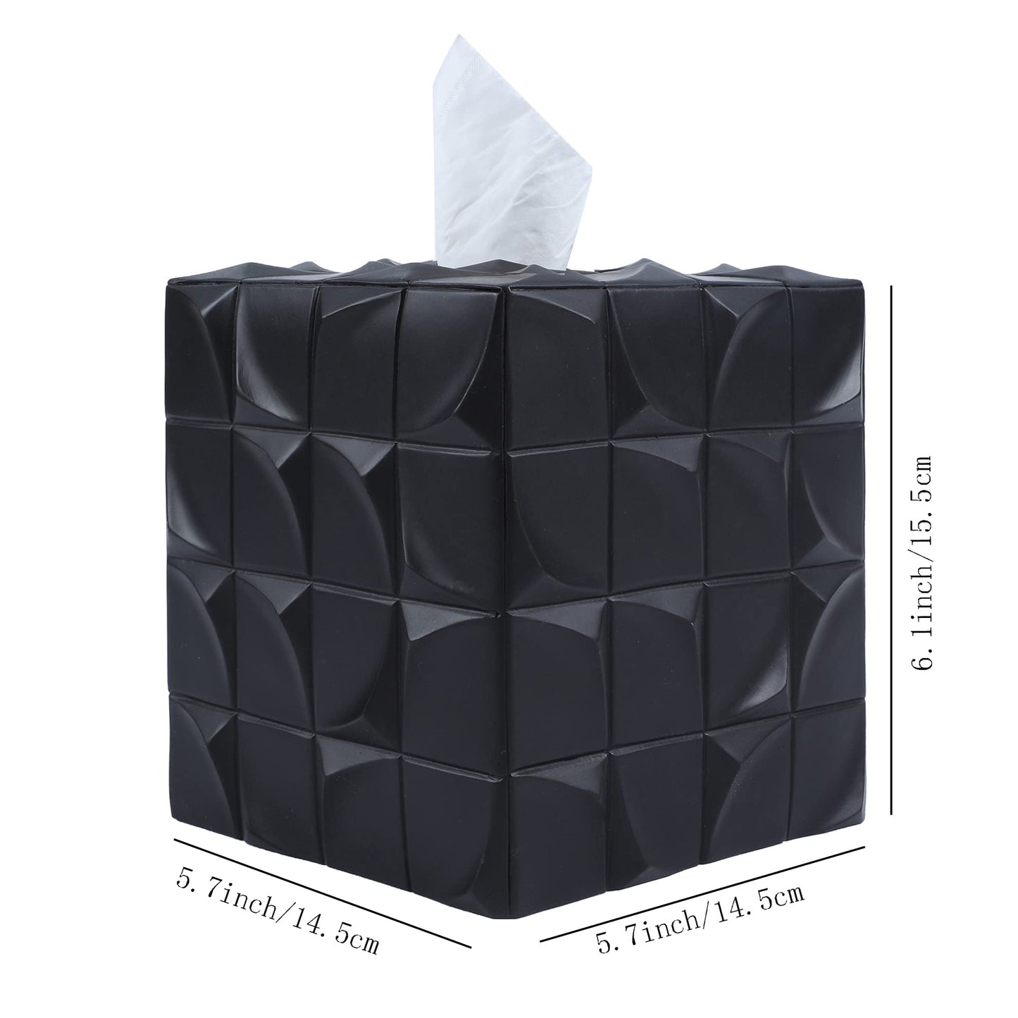Hymmah Modern Square Tissue Box Cover Holder,Bathroom Accessories Decor Unique Design Tissue Box Cover for Bathroom Vanity Counter Tops Also Great for Bedrooms and Living Rooms