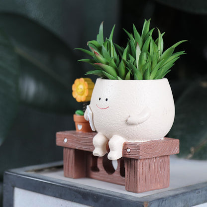 NINIPAPA Funny Face Flower Pots Cute Plant Pot Smiley Planter, Sunflower Pot for Indoor Plants, Unique Succulent Cactus Happy Head Planters, Plant Gifts for Mom Lover on Birthday Christmas ﻿