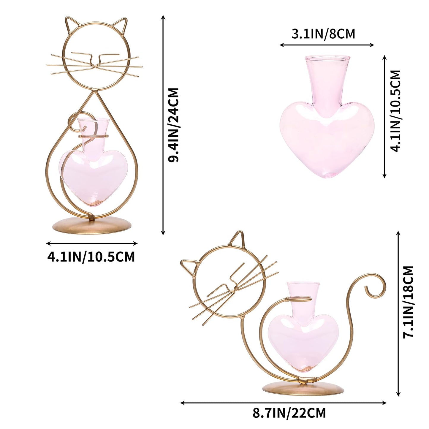 Plant Terrarium Plants Propagation Station Cat Lover Gifts for Women Home Office Decor Cat Desk Accessories