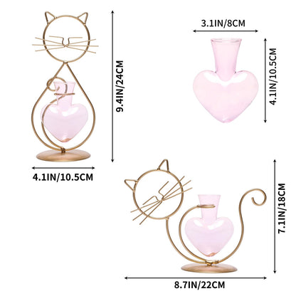 Plant Terrarium Plants Propagation Station Cat Lover Gifts for Women Home Office Decor Cat Desk Accessories