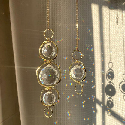 2 Pcs Crystal Suncatcher Wind Chimes for Outside,Crystal Suncatcher Prisms Hanging Outdoor Wind Chimes,Sun Catcher Hanging Crystals for Windows,Suncatchers Wind Chime Garden Decor Wedding Decoration