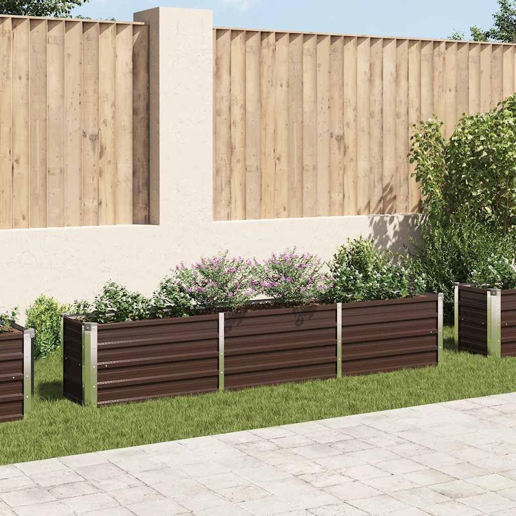 SKM Large Galvanized Steel Raised Garden Bed Brown 94.5x15.7x17.7 in,Brown (Weight 15.39KG)