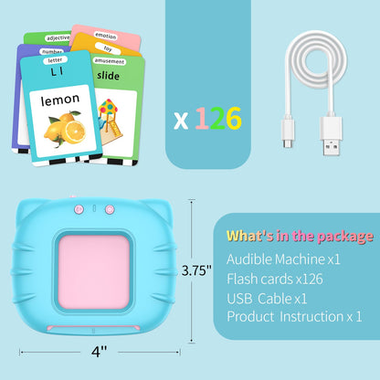 Eaever 252 Sight Words Talking-Flash-Cards, Easter Birthday Gifts for Boys 1 2 3 4 5 6 Year Old, Educational Montessori Toys, Pocket Speech Language Learning Toys for Toddlers Ages 1-6, Blue