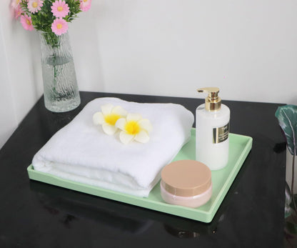 VCREATC Green Serving Tray (15 x 10.6 inch), Laegr Tray for Serving Accessory, Spa, Coffee, Drinks, Tea, Bar, Party, Seasoning, Perfume and Display Use.