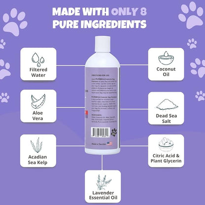 Petbiotics - Prebiotic Lavender Dog Shampoo - Gentle, All-Natural & Organic Dog Wash for Sensitive Skin, Promotes Healthy Skin Microbiome - 16 oz.