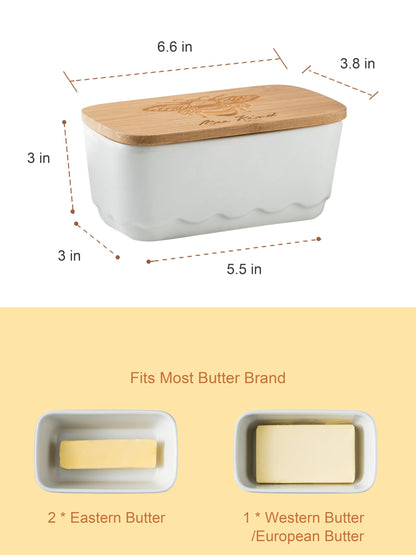 YHOJOY Salt and Pepper Bowl Ceramic, 10 Oz Salt Containers for Countertop Salt Cellar with Wooden Lid and Spoons, Salt and Pepper Set