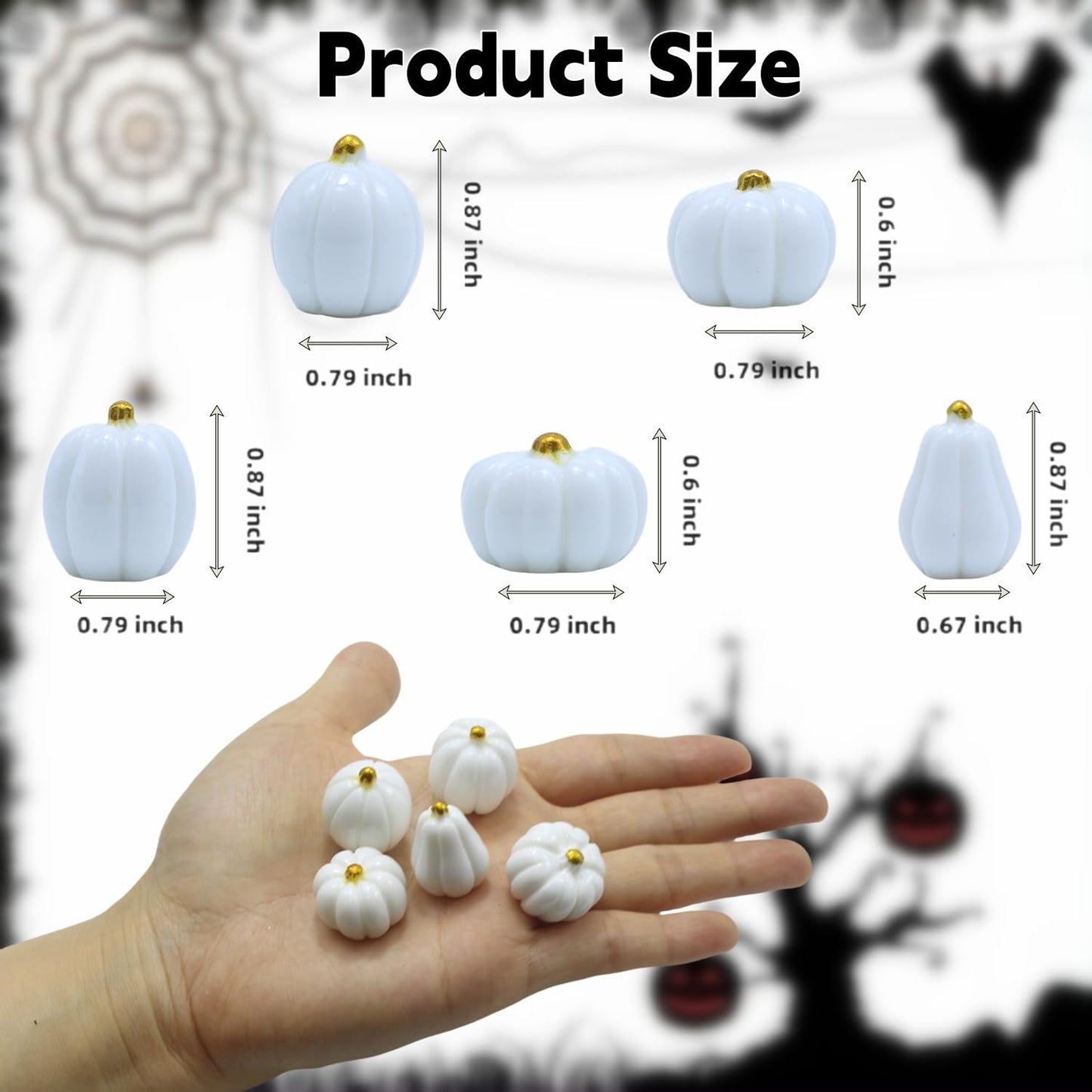 DoubleWood Mini Pumpkins for Crafts, 60Pcs Decorative Miniature Pumpkin, Little Fake Pumpkin, White Pumpkins for Fall Decor, Halloween, Thanksgiving, Vase Filler (60, White)