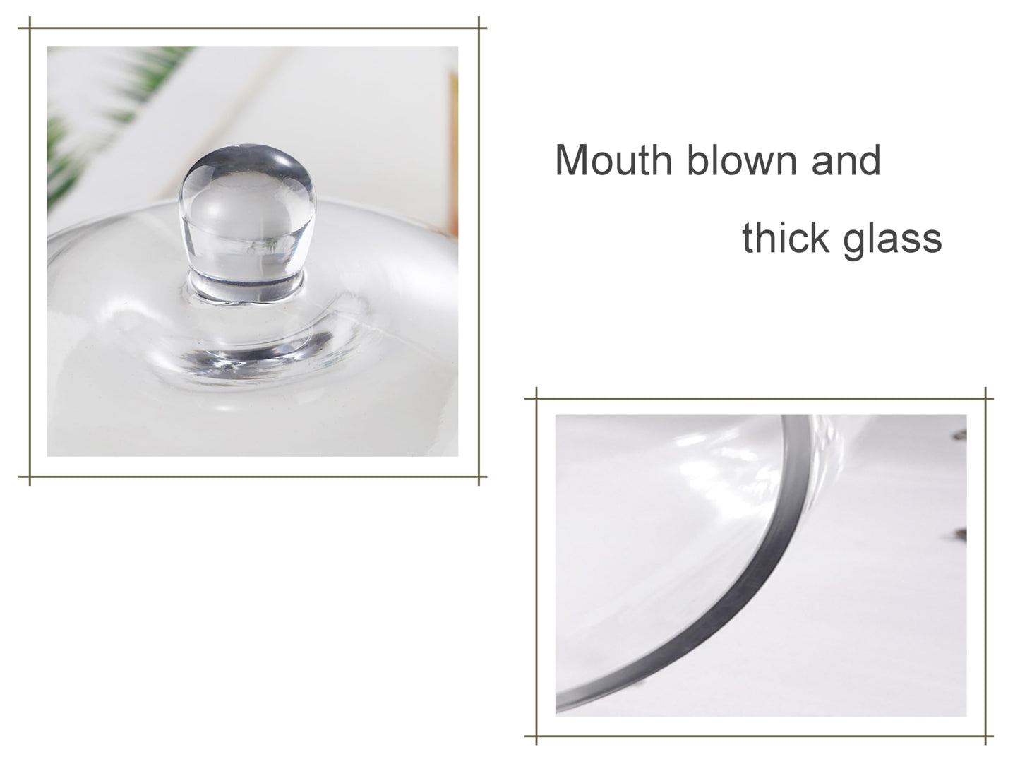 Handmade Glass Cloche, Thick & Sturdy, Dia 6"xH 12", For Terrarium, Plants, Trinkets, Cakes, Figurines, LED Light String, Candle. Cloche Glass Dome, Bell Jar Display Case (1, 6"x12")