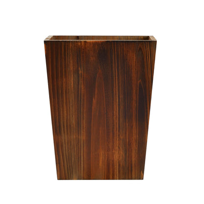 Farmlyn Creek 2 Piece Rustic Style Wood Trash Can Set - Farmhouse Square Wastebasket Bins with Handles for Home or Office (Brown, Small & Large) - Rustic Bathroom Trash Can Set