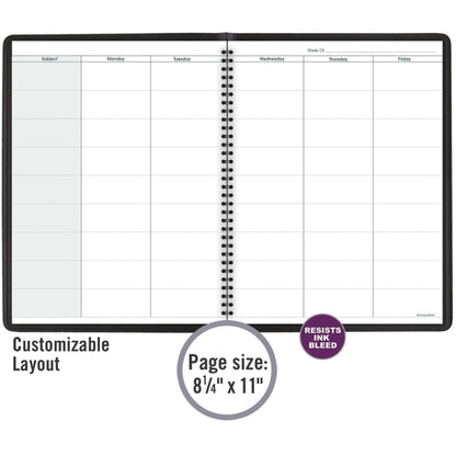 AT-A-Glance Teacher Planner, 8-1/4" x 10-7/8", Undated Weekly & Daily Planner, Academic Lesson Plan Book for Family Homeschool Supplies, Agenda with Twin-Wire Binding, Black Leather (8015505)
