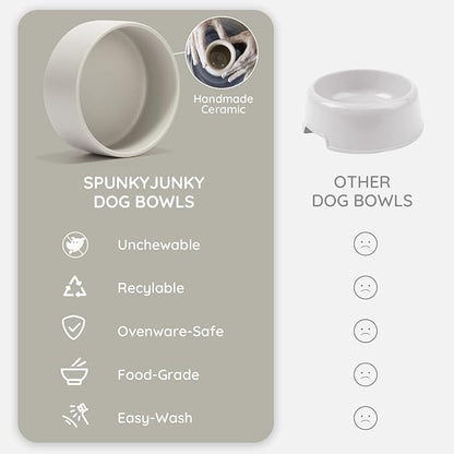 Elevated Ceramic Pet Bowls – Double Raised Food and Water Bowls for Dogs and Cats with Bamboo Stand, Gray Modern Non-Slip Dishwasher Safe Feeder Station