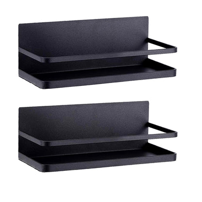 ELESEI Magnetic Spice Rack Refrigerator Side Magnetic Spice Rack Kitchen Magnetic Shelf Magnetic Fridge Shelf Perfect Space Saver for Kitchen/Apartment 2 Pack (Black)