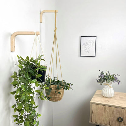 EvenWood 2-Piece Set of Plant Hooks for Wall 6 inch - Mounted Wooden Plant Hook - Indoor and Outdoor Bracket Plant Hanger for Planters, Lanterns, Bird Feeders, Patio Decorations (Natural)
