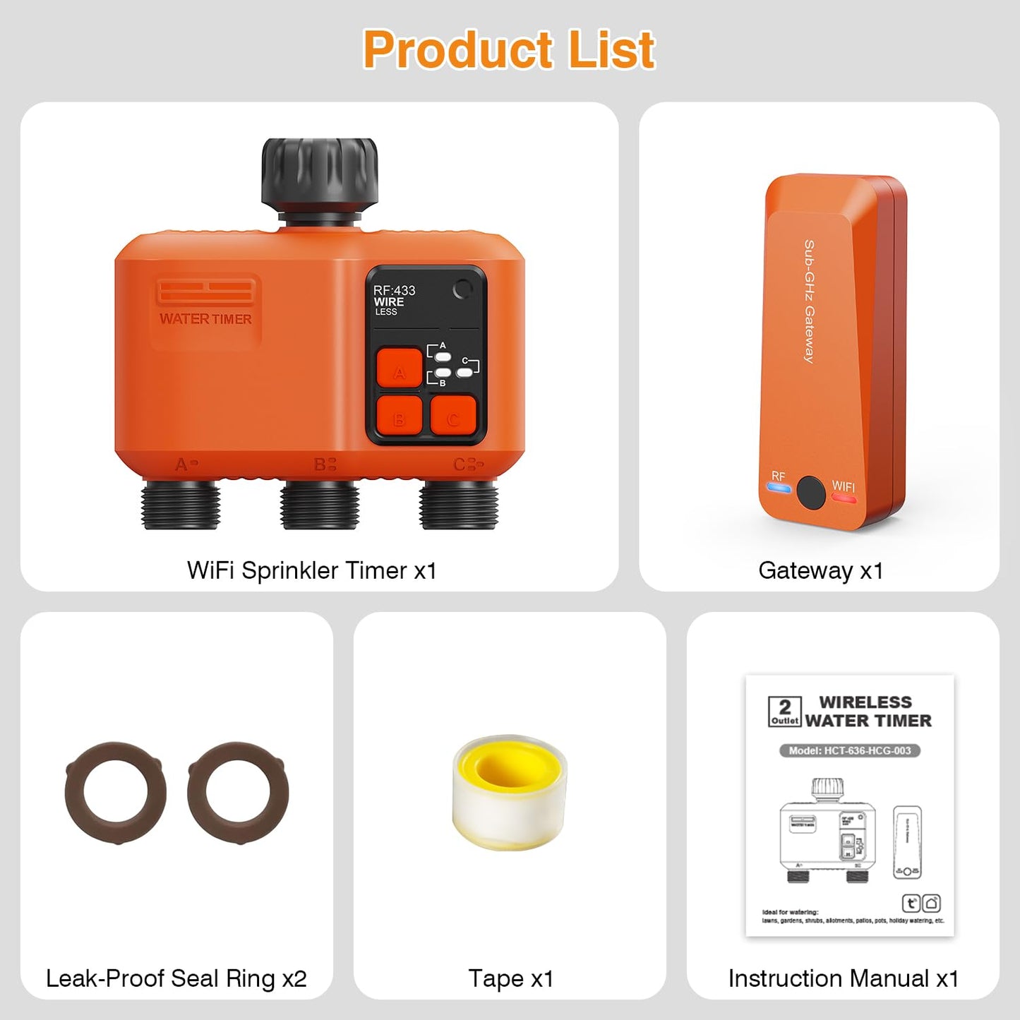 Smart WiFi Sprinkler Timer 3 Zone,WiFi Water Timer for Garden Hose with 984 FT Range,Strong Wall Penetration,APP & Remote Control,Alexa & Google Voice Compatible,Rain Delay, Manual Irrigation
