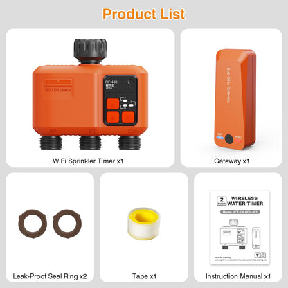 Smart WiFi Sprinkler Timer 3 Zone,WiFi Water Timer for Garden Hose with 984 FT Range,Strong Wall Penetration,APP & Remote Control,Alexa & Google Voice Compatible,Rain Delay, Manual Irrigation
