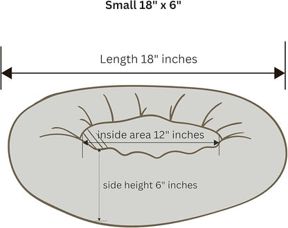 Organic Cotton Canvas Dog Bed: Removable Cover, Natural Fill - Made in USA (Black, X Small 18" x 6" inches)