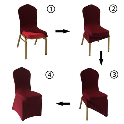WELMATCH Burgundy Stretch Spandex Chair Covers - 12 pcs Wedding Party Dining Scuba Elastic Chair Covers (Burgundy, 12)