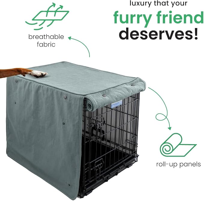 Molly Mutt Quiet Light Dog Crate Cover, GOTS-Certified 100% Organic Cotton Canvas Cover for Dog or Puppy Kennel and Cage, Washable, Free of Harmful Chemicals, X-Large, Fits 42"x28"x31" Crate